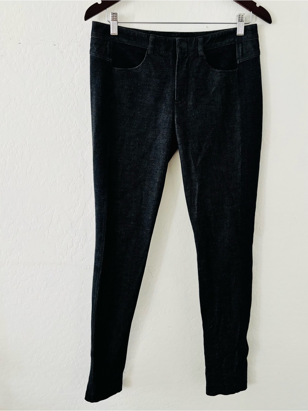 Vince Black Stretch Skinny Pants Womens Size 6 Dark Wash Denim-Look Pull On Slim